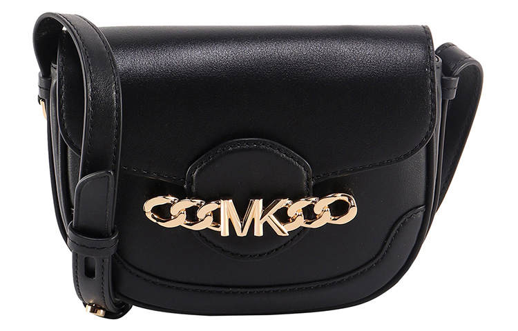 MICHAEL KORS Hally Leather Saddle Bag, Crossbody Bag, Shoulder Bag Women's Black