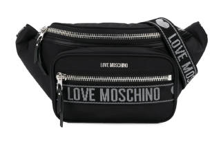 LOVE MOSCHINO Nylon Fabric Crossbody Bag Fanny Pack Women's Black