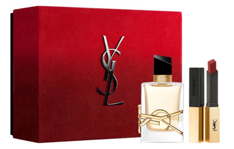 SAINT LAURENT Small Black Stripes Gold Bar Limited Lipstick Perfume Box Makeup Sets Velvet Long Lasting Matte Finish