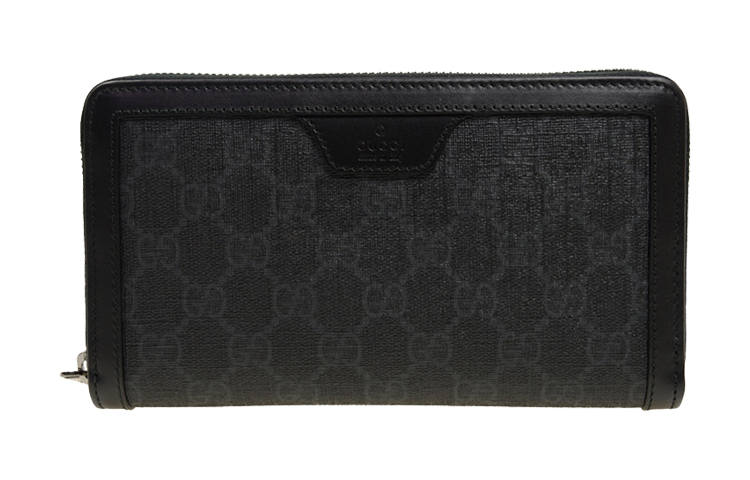 GUCCI Coated Canvas With Leather Wallet Regular Unisex Black Gray