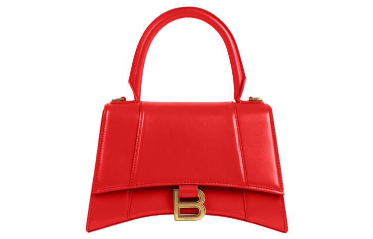 Balenciaga Hourglass Cow Leather Hourglass Bag, Handbag, Crossbody Bag Small Women's Red