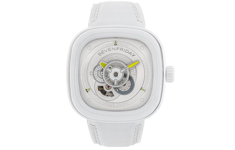 SEVENFRIDAY P Automatic Mechanical Movement Unisex Watch 47mm*47.6mm White Dial Ceramic Watch Case