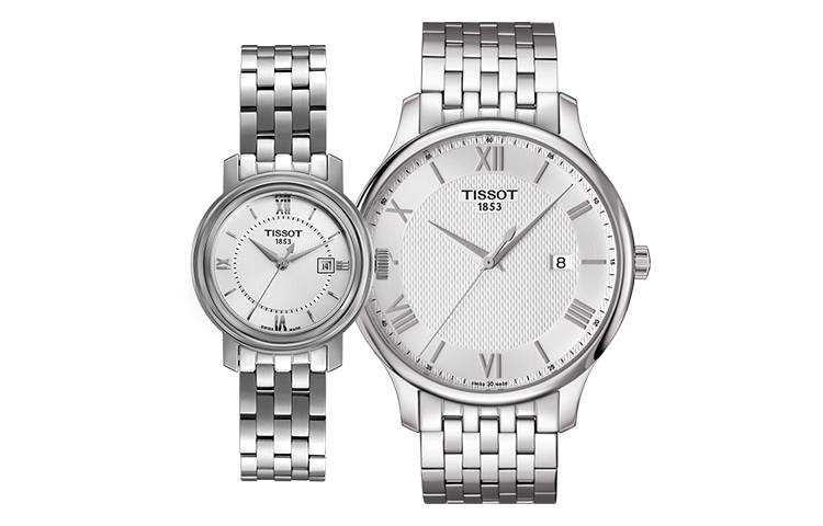 TISSOT Quartz Movement Unisex Watch 29mm Silver Dial Stainless Steel Case Stainless Steel Watchband