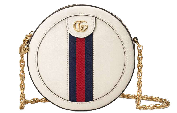 GUCCI Leather Round Bag, Crossbody Bag, Shoulder Bag Women's White