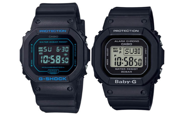 CASIO CASIO Couple Watches Collection DW&BGD Quartz Movement Resin Strap Watch Unisex Black Dial