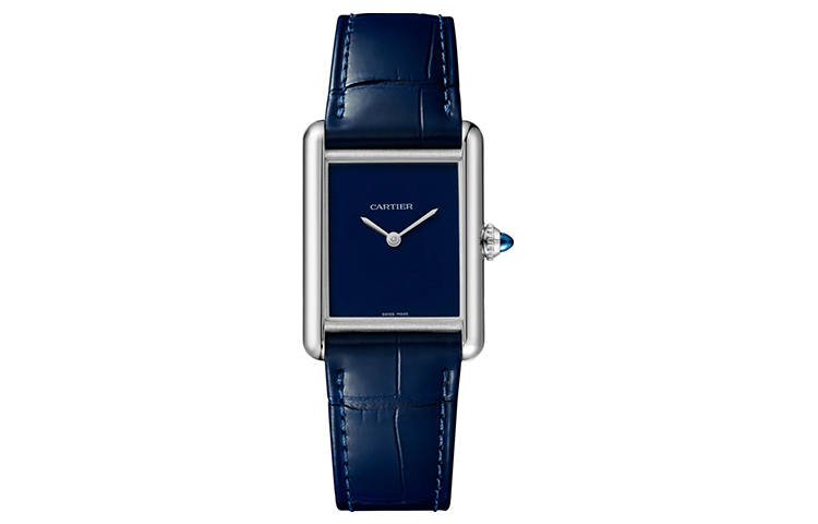 CARTIER TANK DE Quartz Movement Unisex Watch 33.7mm 33.7*25.5*6.6mm Blue Dial Stainless Steel Case