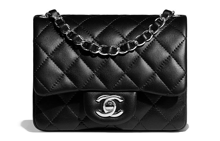 CHANEL Classic Flap CF Lambskin Crossbody Bags Mini Women's Black