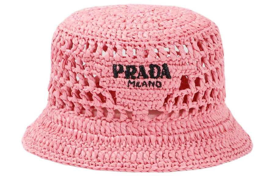 PRADA 【Replicated_PM】logo-embroidered raffia bucket hat
