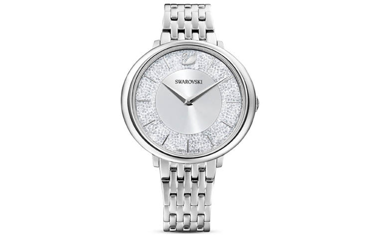 Swarovski Crystalline Chic Wrist Watches Quartz Movement Metal Strap Silver Dial Women's Watch
