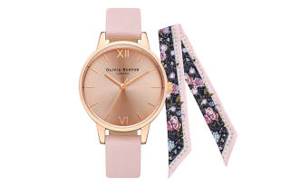 OLIVIA·BURTON Classic Collection Wrist Watches Quartz Movement Genuine Leather Strap Coffee Watch Dial Women's Watch