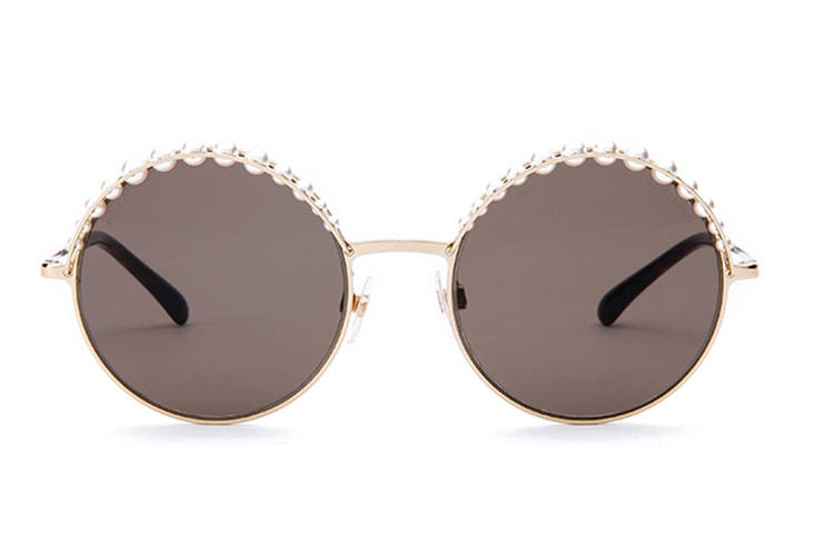 CHANEL Alloy Round Sunglasses Women's