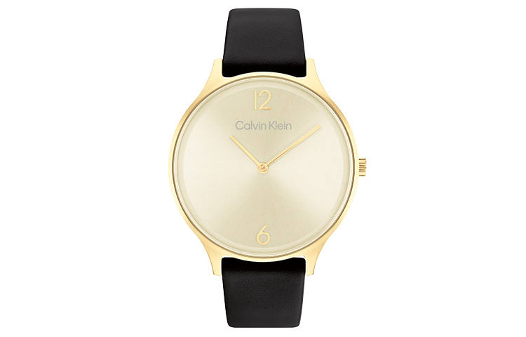 CALVIN KLEIN Wrist Watches Quartz Movement Leather Strap 38mm Gold Dial Women's Watch