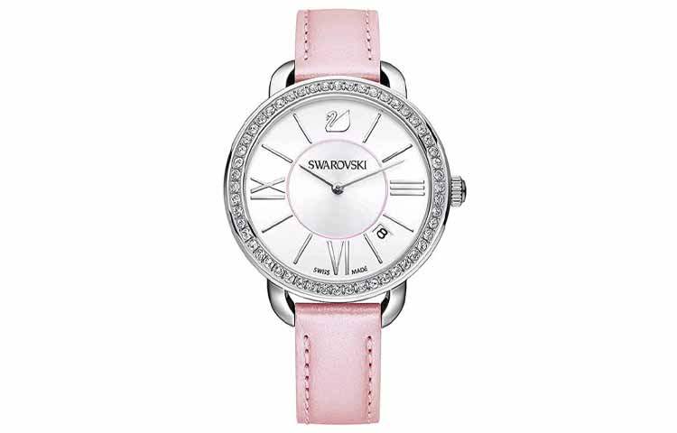 Swarovski Wrist Watches Quartz Movement Leather Strap Silver Dial Women's Watch