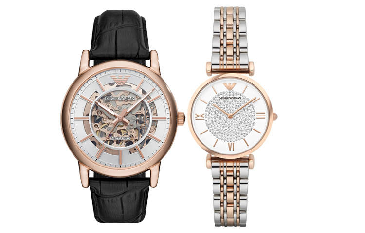 EMPORIO ARMANI Baby's Breath Collection Mechanical Collection Wrist Watches Quartz Movement Genuine Leather Strap
