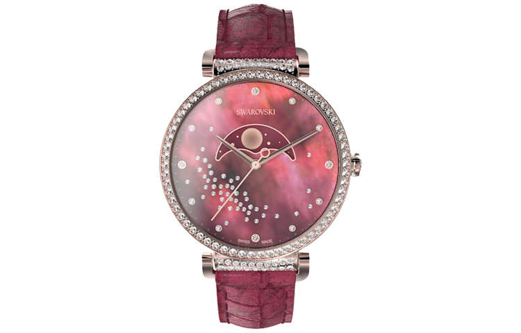 Swarovski Collection Wrist Watches Quartz Movement Leather Strap 36mm Red Watch Dial Women's Watch