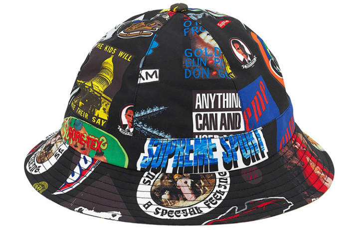 Supreme Supreme Polyester Bucket Hats Unisex Black/Red/Khaki Print/Black Print