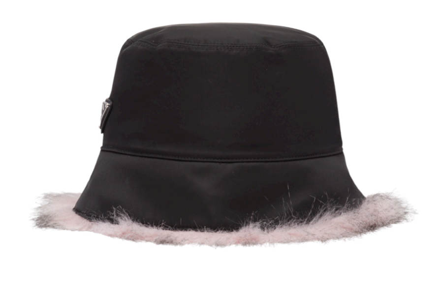 PRADA Prada Re-Nylon faux-fur trim bucket hat