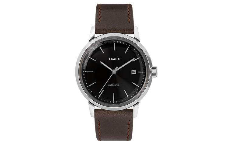 TIMEX TIMEX Wrist Watches Automatic Mechanical Movement Leather Strap Black Dial Men's Watches