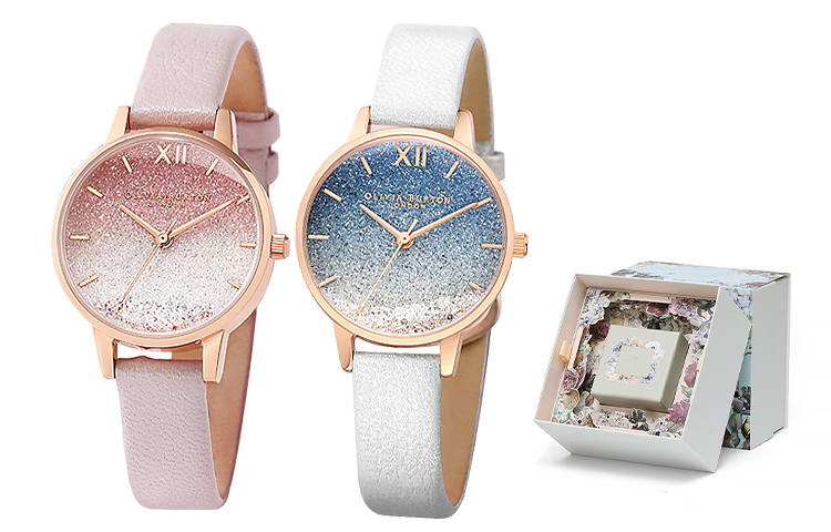 OLIVIA·BURTON Wrist Watches Quartz Movement Leather Strap Pink Watch Dial Women's Watch OB16US57+OB16US26