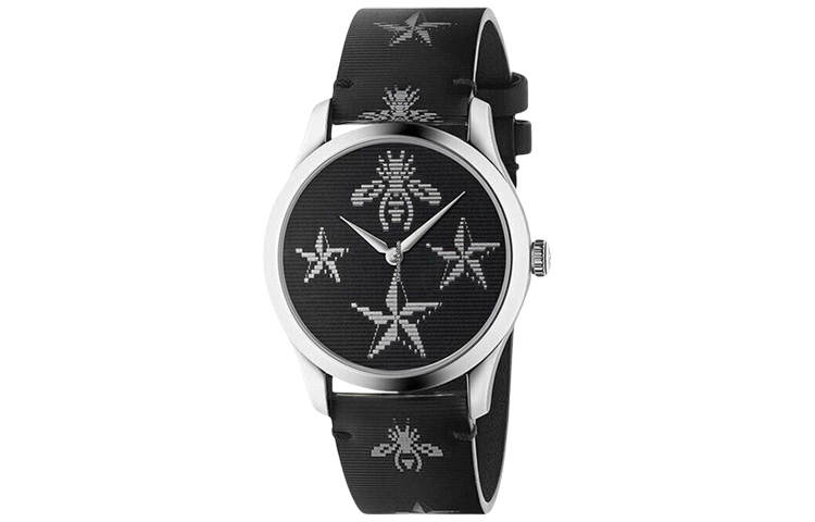 GUCCI G Timeless Collection Wrist Watches Quartz Movement Leather Strap 38mm Black Dial Women's Watch