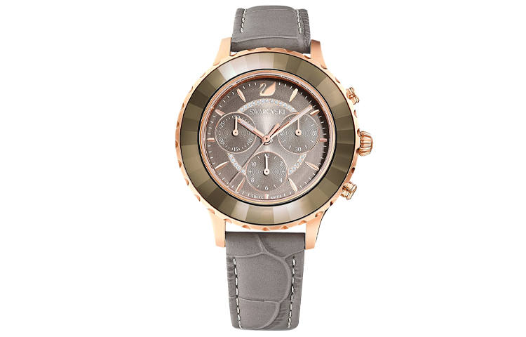 Swarovski Wrist Watches Quartz Movement Genuine Leather Strap Coffee Watch Dial Women's Watch