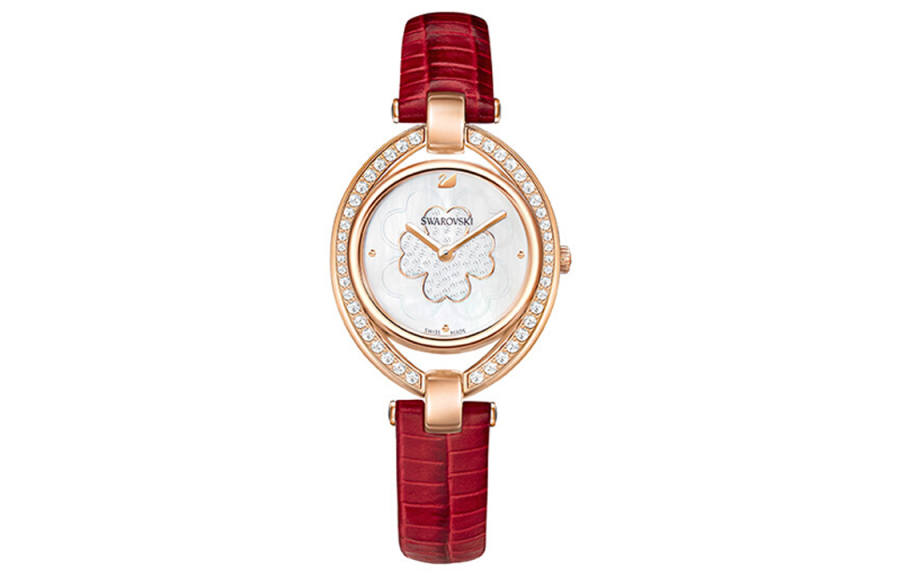 Swarovski SwarovskiStella Collection Wrist Watches Quartz Movement Genuine Leather Strap White Dial Women's Watch