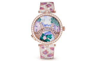 Van Cleef & Arpels Automatic Mechanical Movement Women's Watch 38mm Pink Watch Dial Karat Gold Strap
