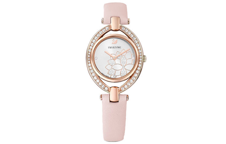 Swarovski Collection Wrist Watches Quartz Movement Genuine Leather Strap White Dial Women's Watch 5452507
