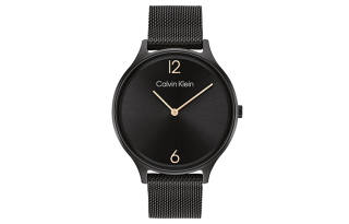 CALVIN KLEIN Wrist Watches Quartz Movement Gold Plated Steel Strap Black Dial Women's Watch