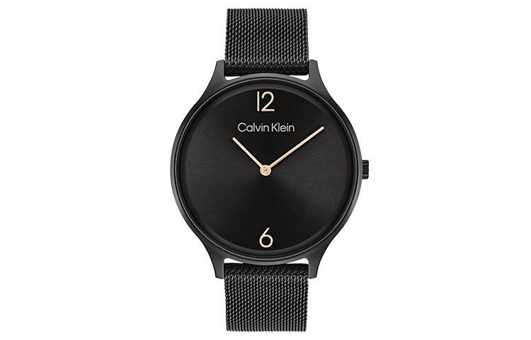 CALVIN KLEIN Wrist Watches Quartz Movement Gold Plated Steel Strap Black Dial Women's Watch