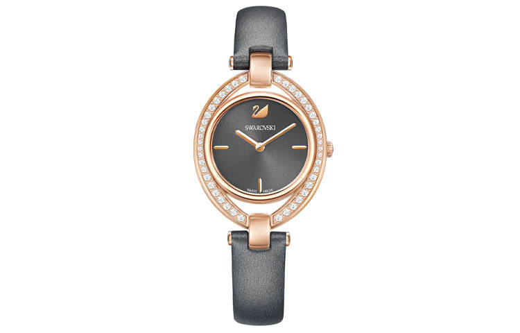 Swarovski Wrist Watches Quartz Movement Leather Strap Gray Dial Women's Watch 30m Water Resistant 5376842