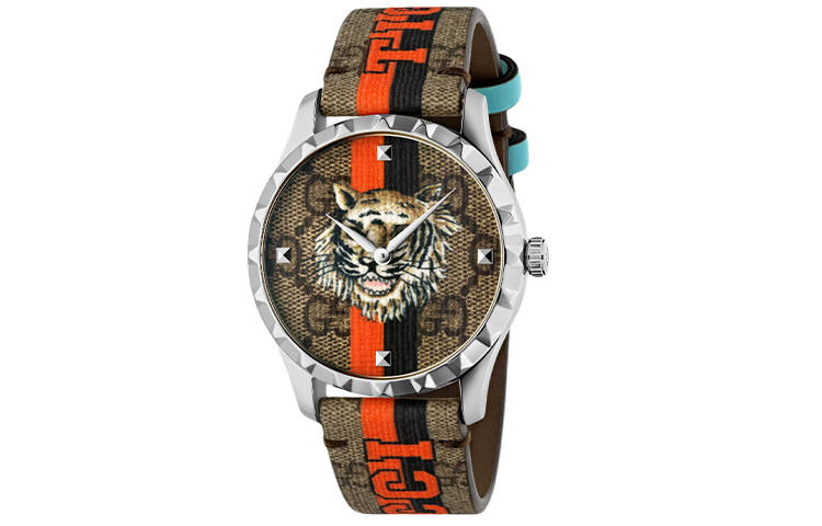 GUCCI G Timeles Collection Wrist Watches Quartz Movement Canvas Strap Coffee Watch Dial Women's Watch