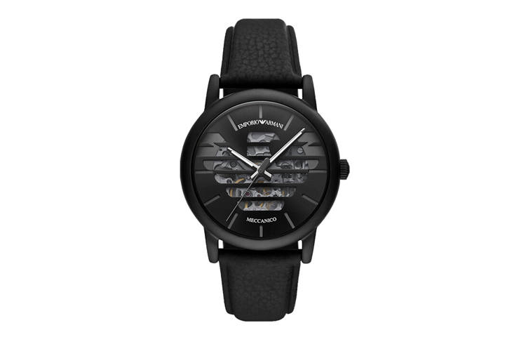 EMPORIO ARMANI LUIGI Wrist Watches Mechanical Movement Leather Strap Black Dial Men's Watches