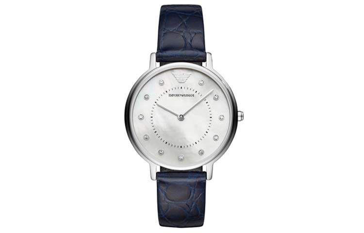 EMPORIO ARMANI Gypsophila Collection Wrist Watches Quartz Movement Genuine Leather Strap White Dial Women's Watch