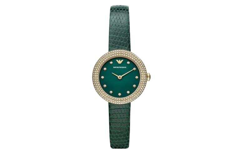 EMPORIO ARMANI Wrist Watches Quartz Movement Leather Strap 30mm Green Dial Women's Watch 30m Water Resistant