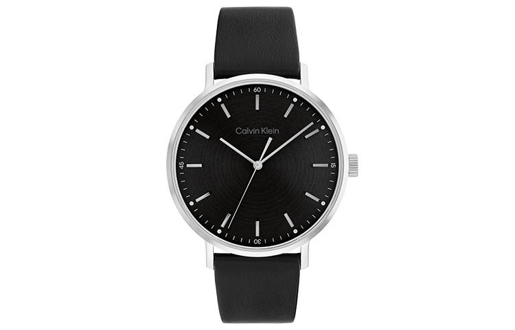 CALVIN KLEIN Wrist Watches Quartz Movement Leather Strap 42mm Black Dial Men's Watches