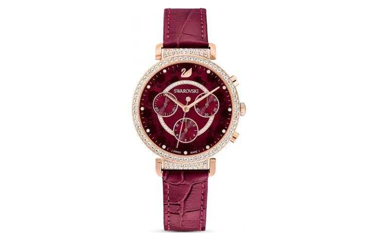 Swarovski Remix Collection Wrist Watches Quartz Movement Genuine Leather Strap Red Watch Dial Women's Watch