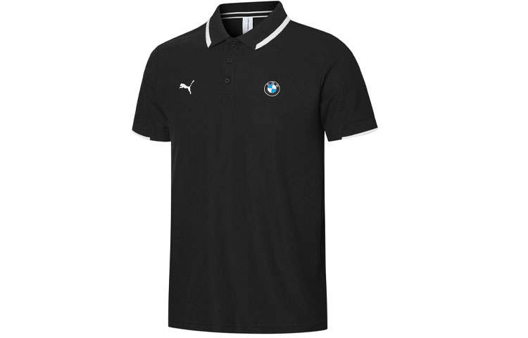 PUMA BMW Polo Shirts Men's Black Polo Collar Moderate Straight Fit
