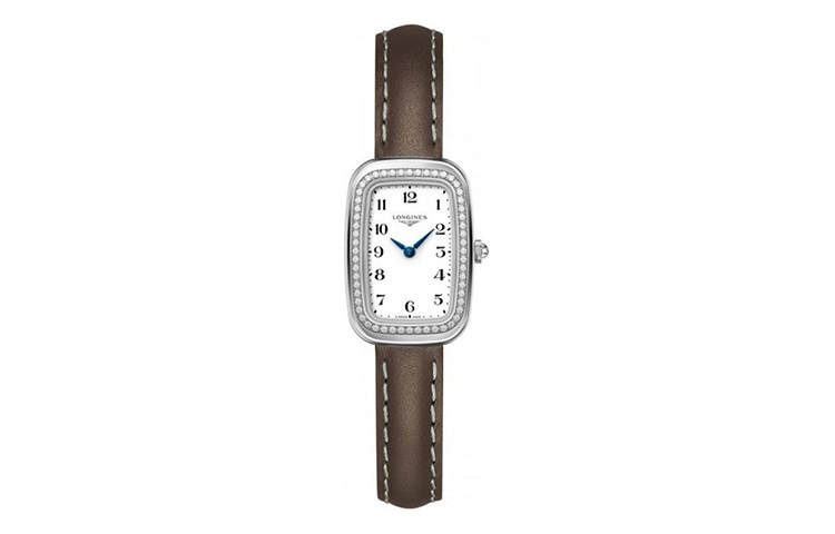 LONGINES Quartz Movement 30m Waterproof Women's Watch 19.2*28mm White Dial Stainless Steel Case Leather Strap