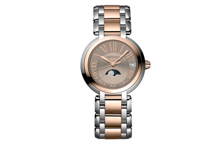 LONGINES Heart Moon Collection Quartz Movement Fashion Women's Watch 30.5mm Coffee Watch Dial