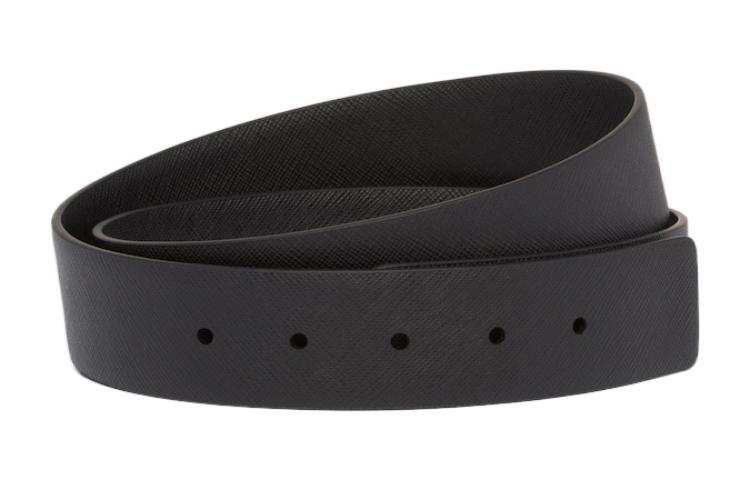 PRADA PRADA Saffiano Leather Belt Not Included With Buckle Men's Black Width 3.5cm