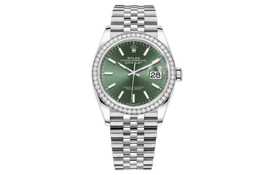 ROLEX Diamond Bezel Datejust Collection Automatic Mechanical Movement Women's Watch 36mm Green Dial