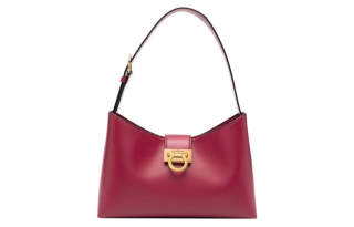 FERRAGAMO Trifolio Cow Leather Shoulder Bag, Handbag Women's Burgundy
