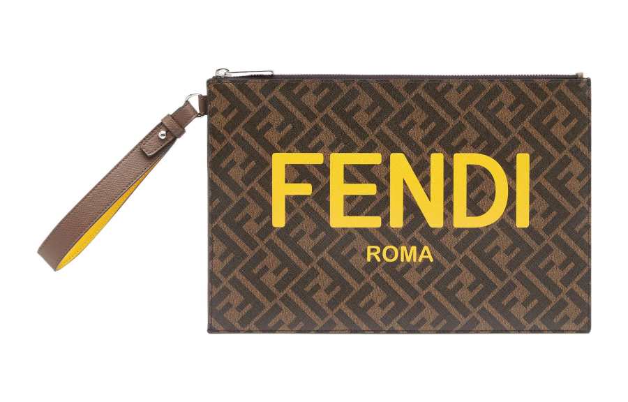 FENDI Cow Leather Clutch Large Men's Brown