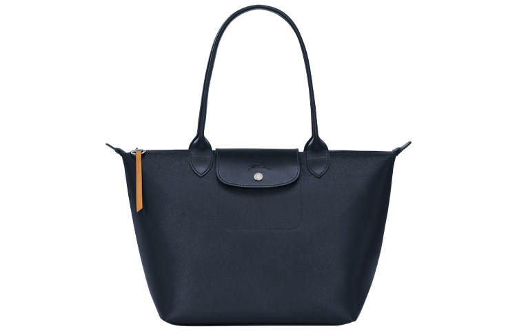 LONGCHAMP Le Pliage City Cow Leather Portable Crossbody Bag, Shoulder Bag Women's Marine Blue