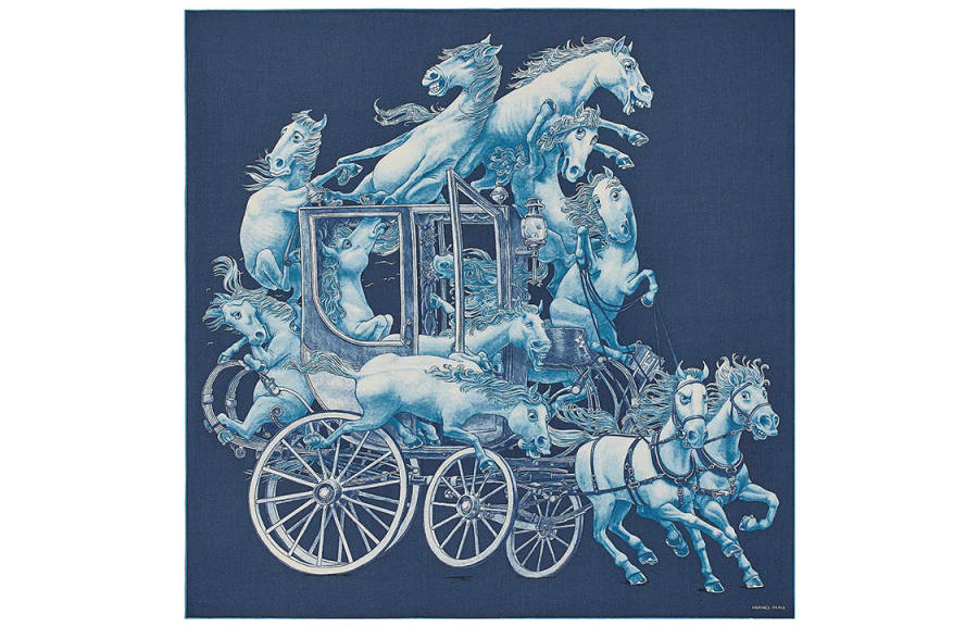 HERMES HERMES Royal Knit Scarves Unisex Blue