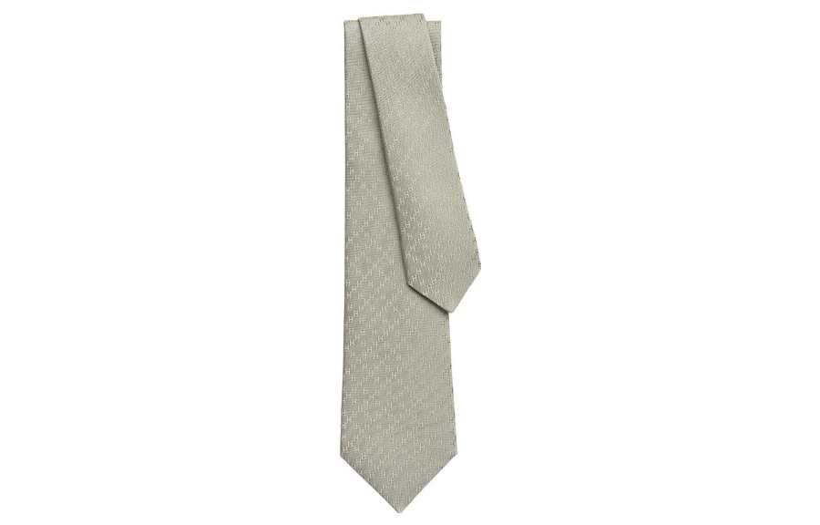 HERMES HERMES New H Jacquard Ties Men's Gray Yellow