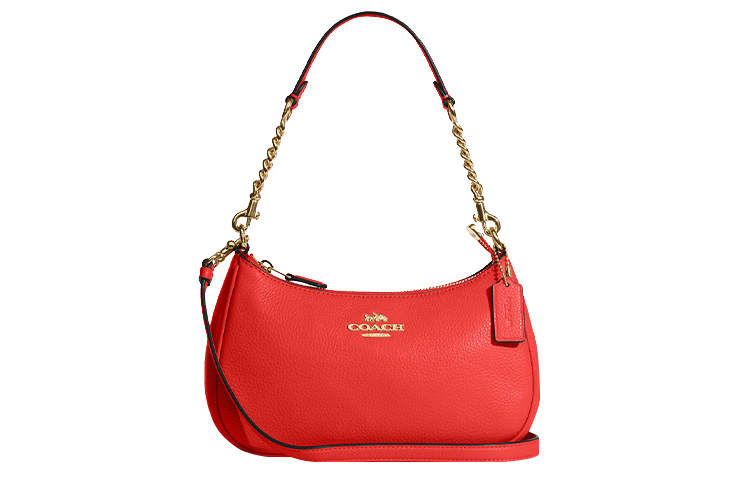 COACH Teri Litchi Grain Leather Handbag, Crossbody Bag, Shoulder Bag Women's Red