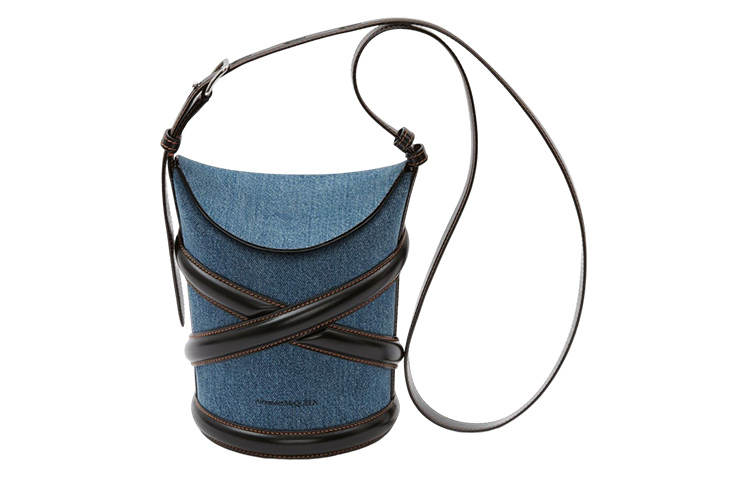 Alexander McQueen Calfskin Leather Crossbody Bags Regular Women's Denim Blue