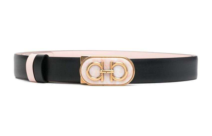 Ferragamo FERRAGAMO Leather Belts Women's Black Width 2.5cm